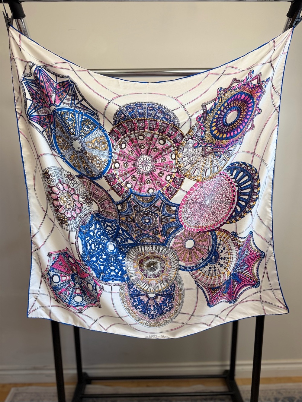 Ornate Medallion  Scarf in Pink & Blue